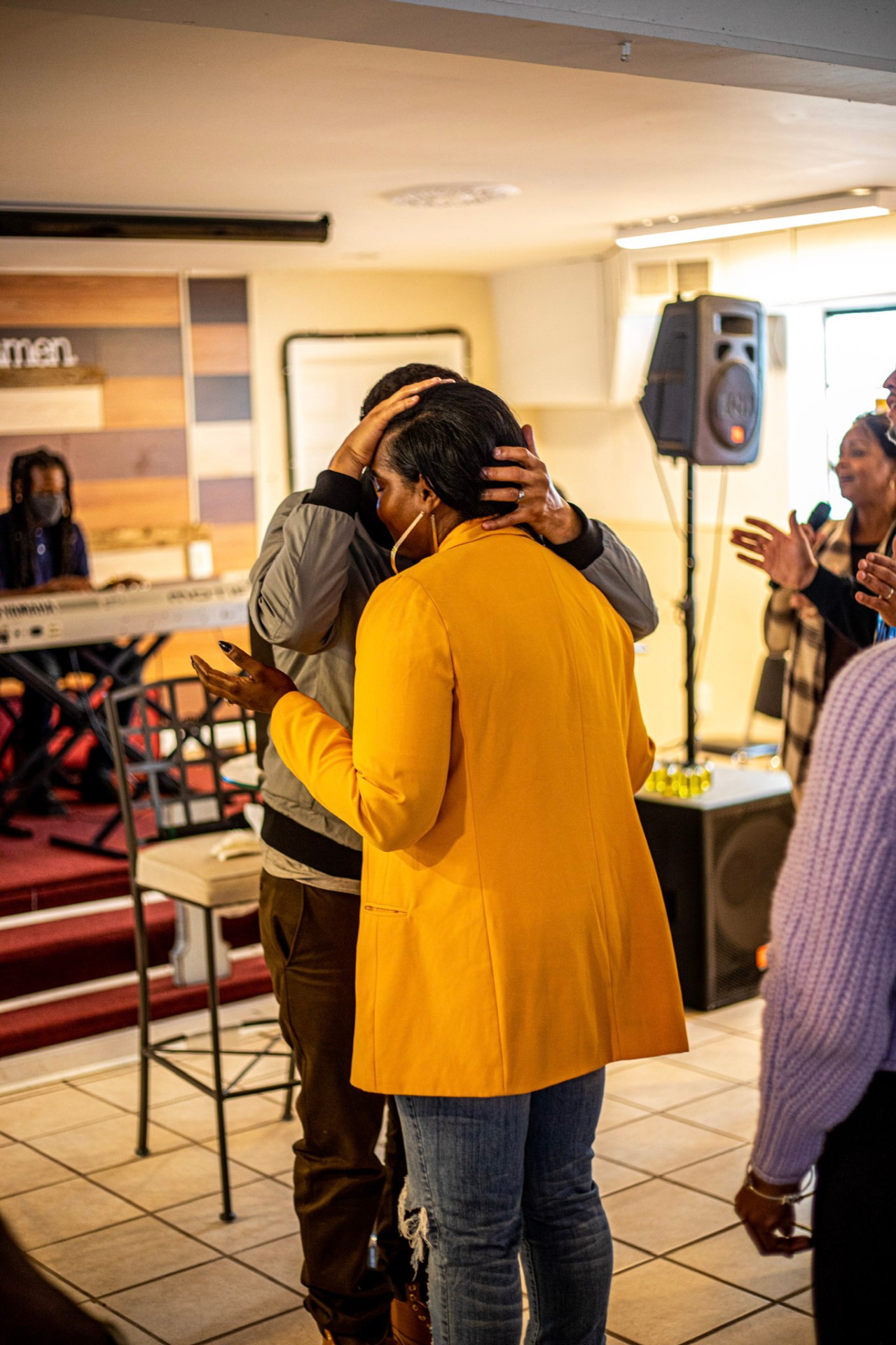 Laying on of hands during worship
