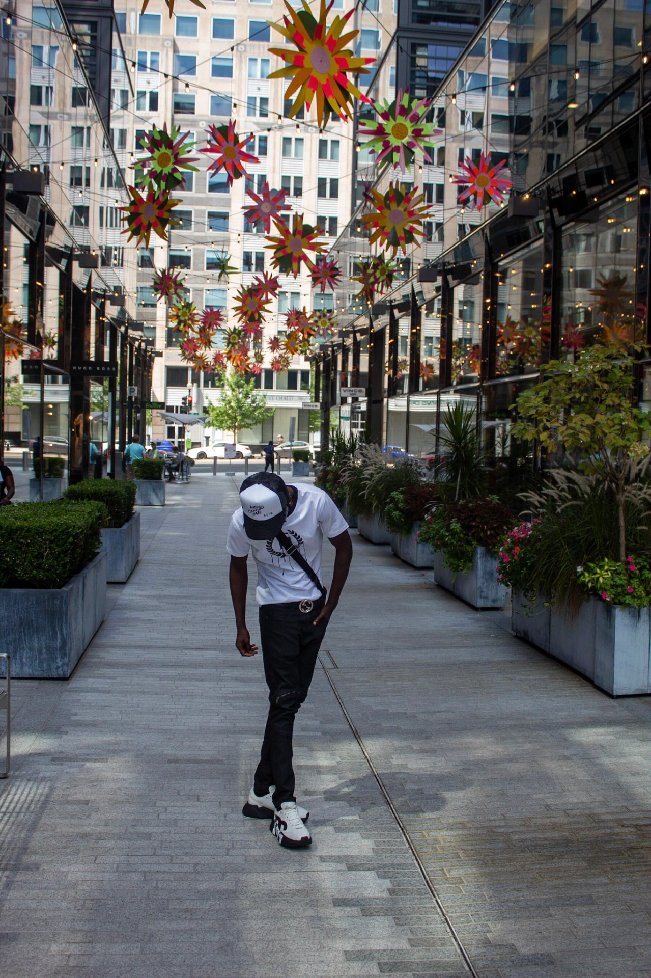 CityCenter DC stroll under hanging paper flowers