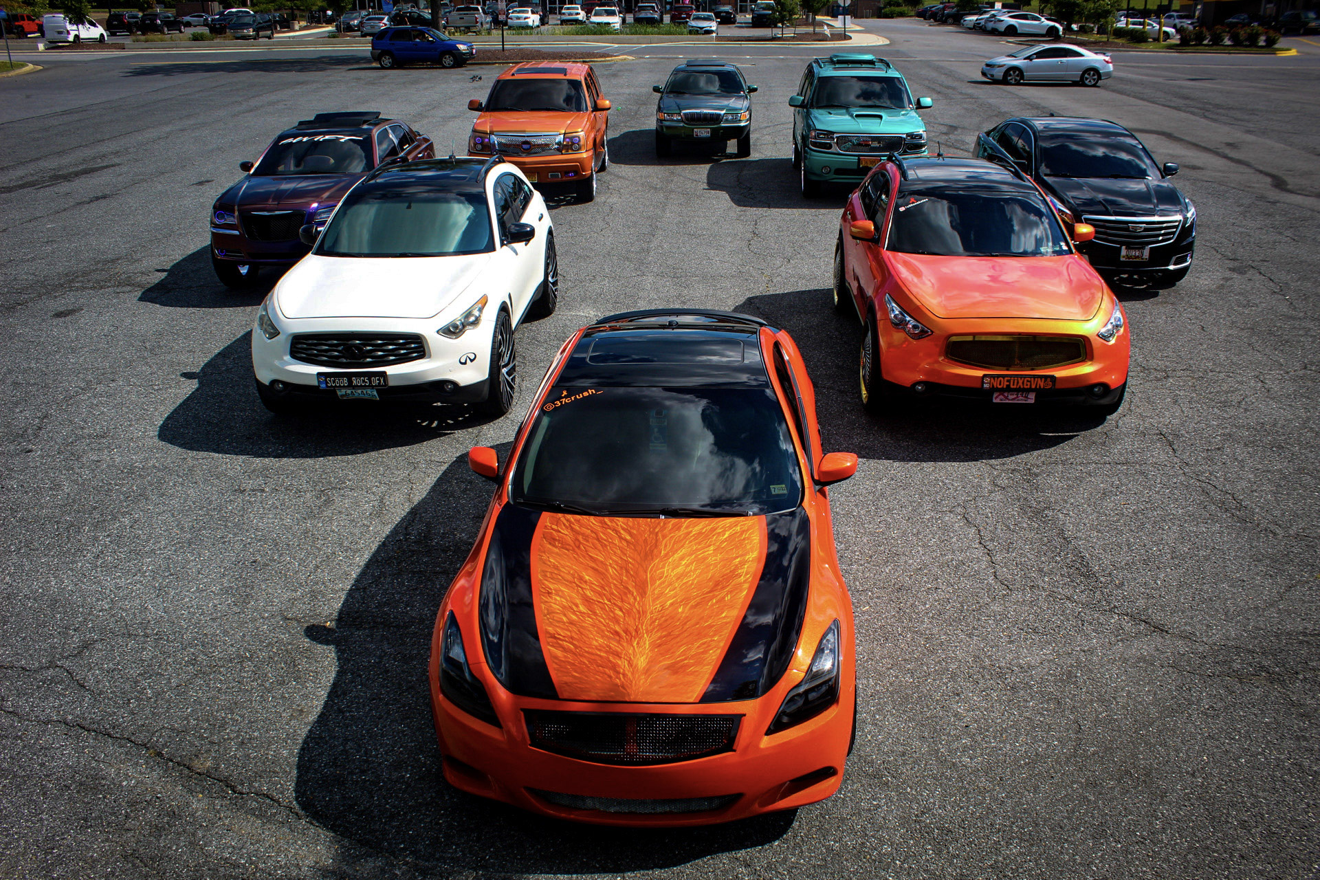 Custom car meet — full lineup